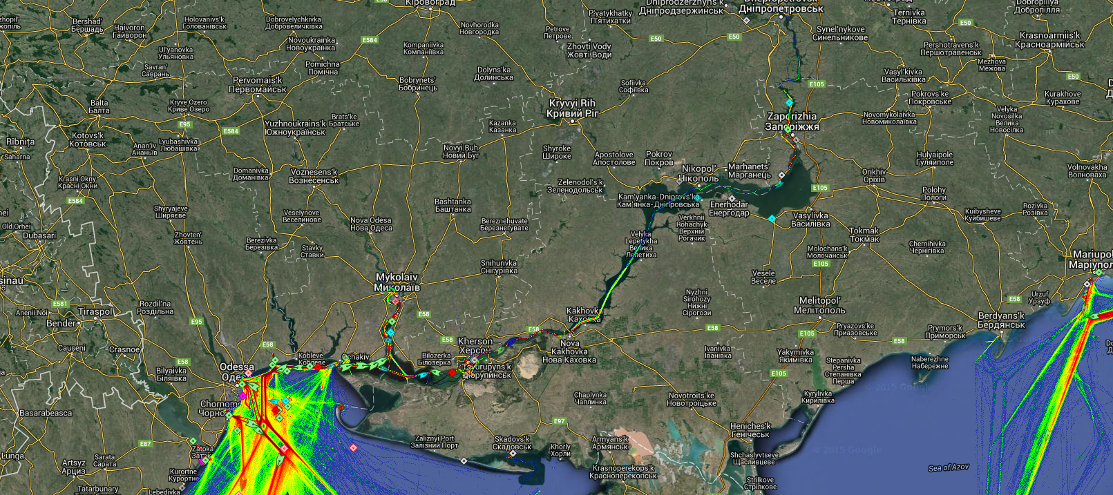 Live Marine Traffic, Density Map and Current Position of ships in DNIEPER RIVER